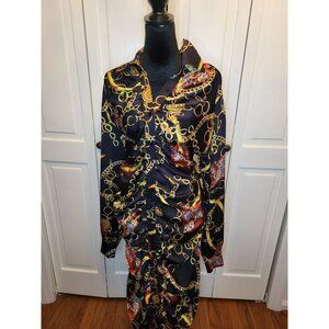 NWT Fashion Nova Becoming Rich Satin Shirt Dress 1X Status Print Date Brunch